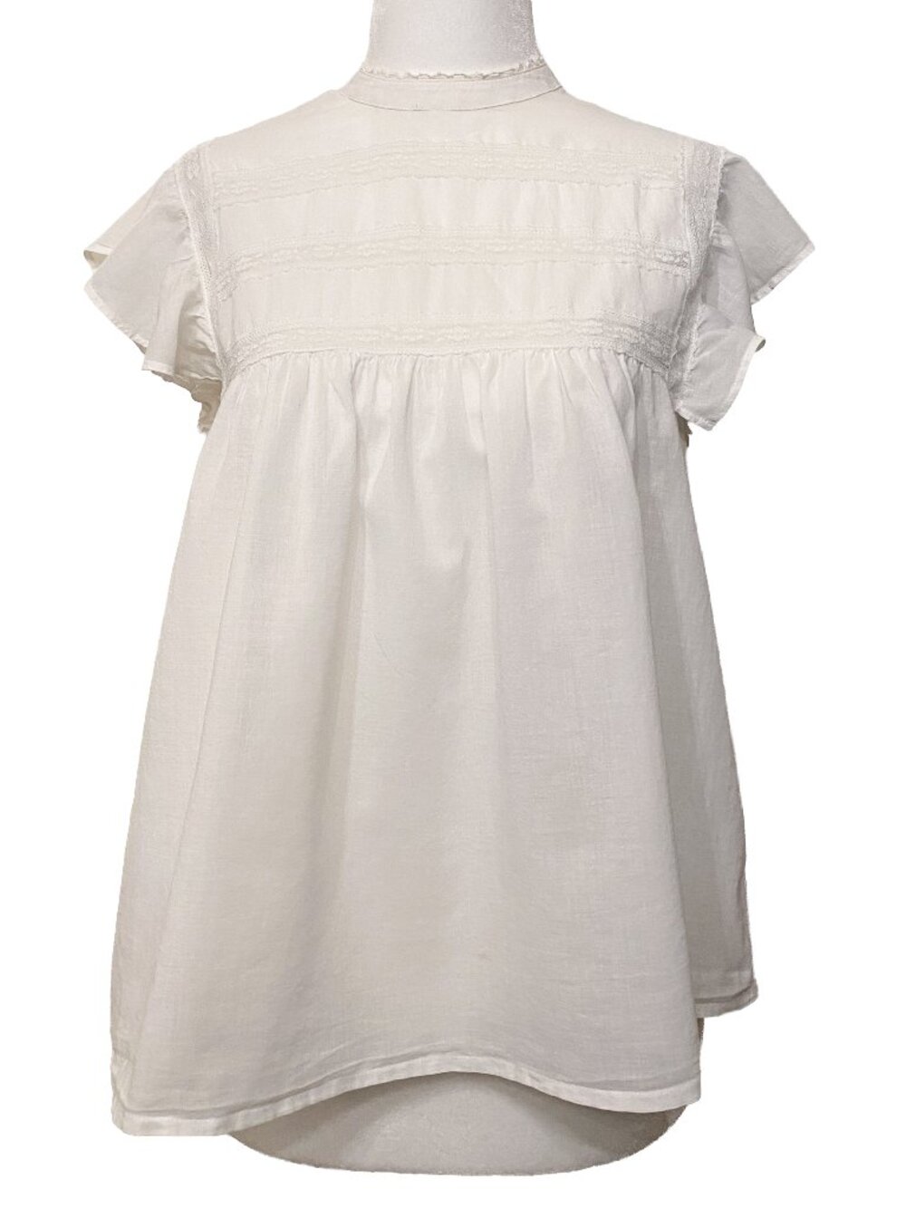 REFORMATION White Pintuck Lace Flutter Sleeve Blouse XS Fairycore Feminine Boho